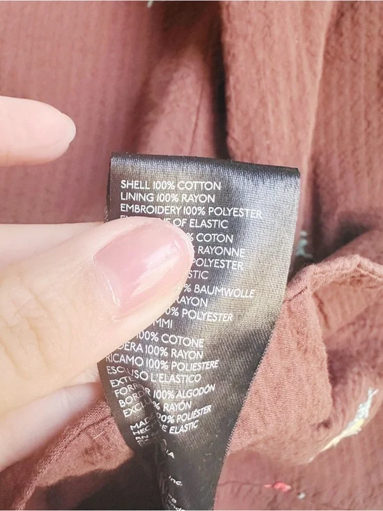 Free People Maisie Midi Brown Floral Embroidered Dress Small Boho Cottage Core - Picture 9 of 11